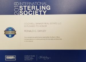 Coldwell Banker Sterling Society Award Certificate winner Ron Dayley is in the top 15% of all Coldwell Banker Realtors Internationally. Ron has the largest network and reach of any Realtor in Clarksville TN which helps to make him one of the most successful Realtors in Clarksville. 
