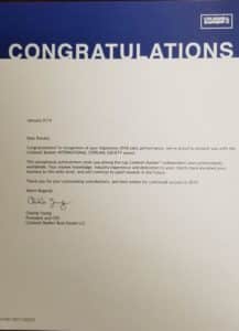 Coldwell Banker Sterling Society Award Letter