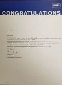 Coldwell Banker Sterling Society Award Letter