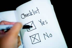 A checklist that has 'yes' checked off.