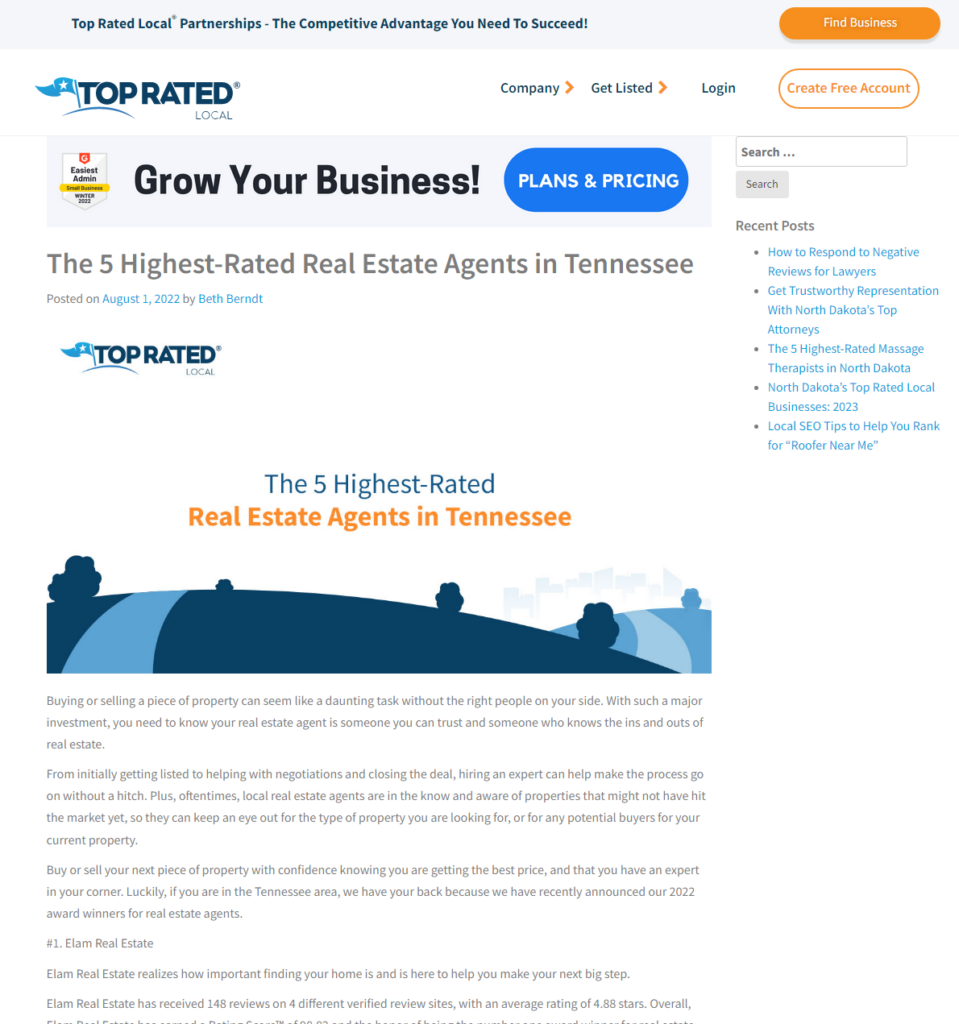 Highest Rated Real Estate Agent in Tennessee