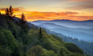 Beautiful view of the Smoky Mountains at dusk can be yours with Homes for sale in Gatlinburg TN. 